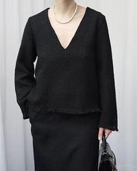 (SIMPLICITE)black knit top